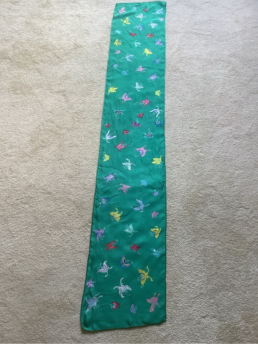 Smithsonian Institution Reproduction Green Butterfly Print Silk Scarf - Picture 6 of 13